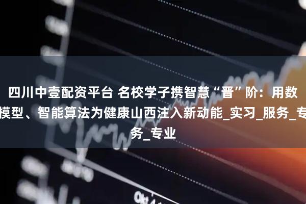 四川中壹配资平台 名校学子携智慧“晋”阶：用数学模型、智能算法为健康山西注入新动能_实习_服务_专业